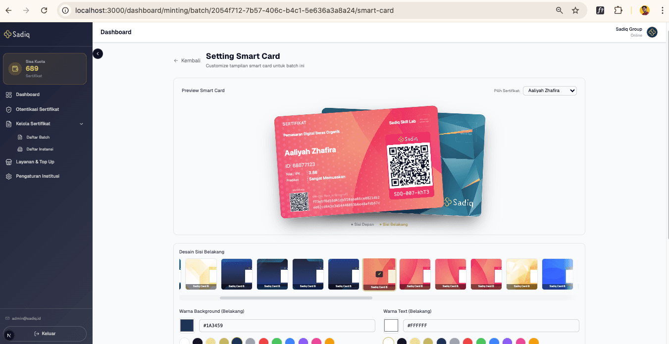 Smart Card Setting