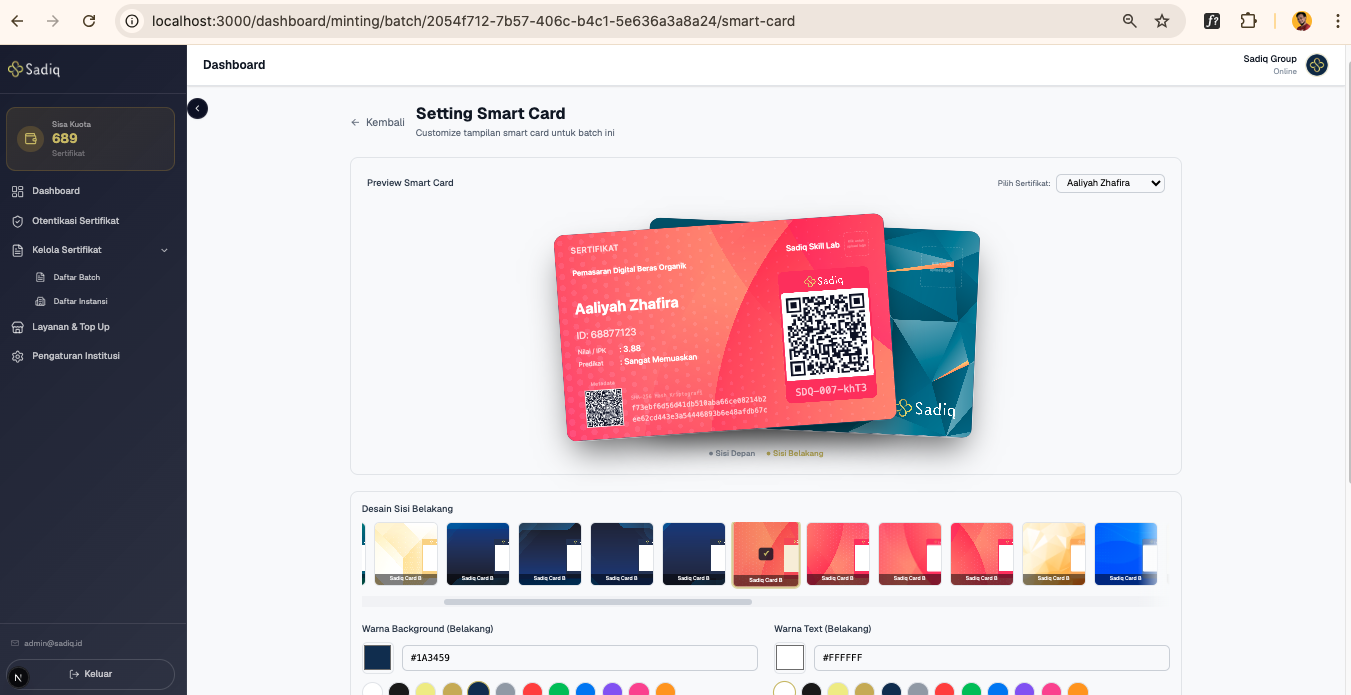 Smart Card Setting